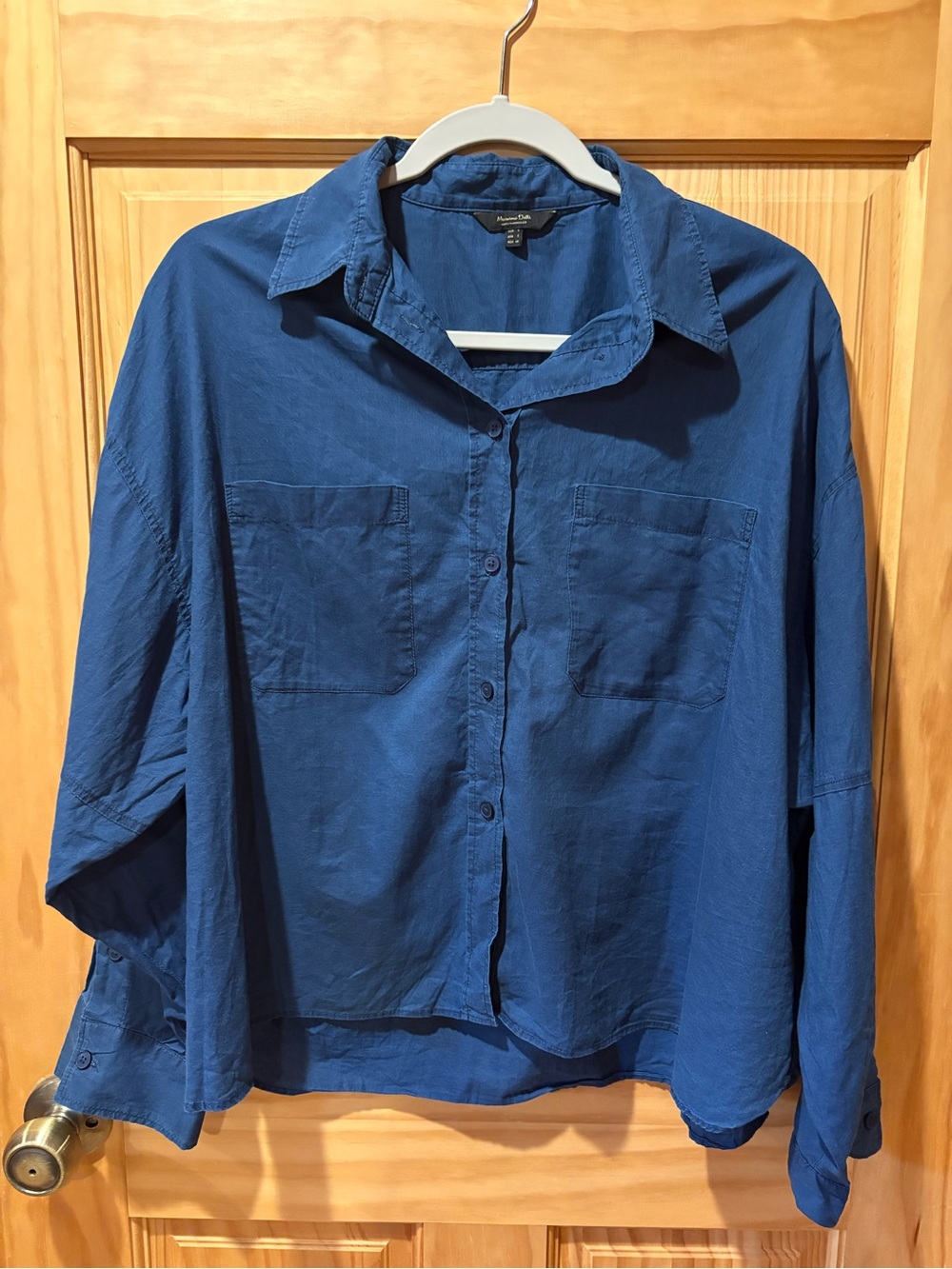 Massimo Dutti button-up shirt in a vibrant cobalt or medium blue shade women’s S